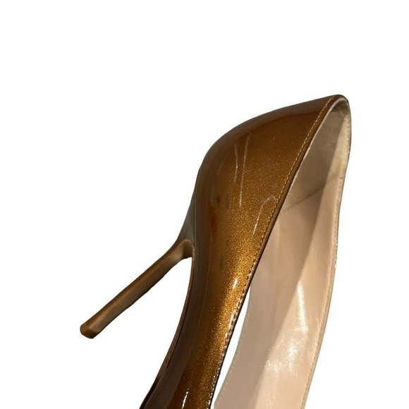 Manolo Blahnik BB Metallic Patent Leather Pointy Toe Pump Bronze - Picture 6 of 10
